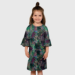 Платье клеш для девочки Абстрактный гранжевый принт с кляксами и штрихами, цвет: 3D-принт — фото 2