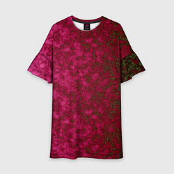 Платье клеш для девочки Мраморная красная текстура камня red marble, цвет: 3D-принт