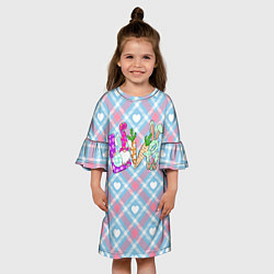 Платье клеш для девочки Буквы Love - детский стиль, цвет: 3D-принт — фото 2