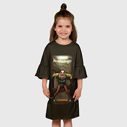 Платье клеш для девочки Привет сосед игра, цвет: 3D-принт — фото 2