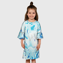 Платье клеш для девочки Жидкий шелк blue, цвет: 3D-принт — фото 2