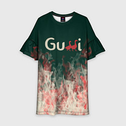 Платье клеш для девочки Gucci - огонь, цвет: 3D-принт