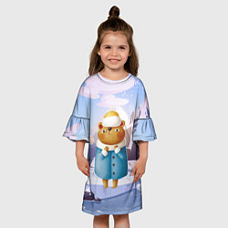 Платье клеш для девочки Медведица в шубке, цвет: 3D-принт — фото 2