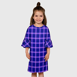 Платье клеш для девочки Фиолетовый клетчатый узор, цвет: 3D-принт — фото 2
