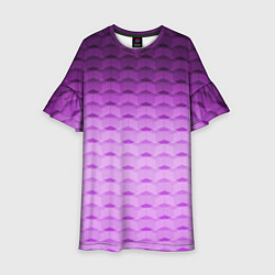 Платье клеш для девочки Фиолетово-розовый геометрический узор Градиент, цвет: 3D-принт