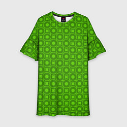 Платье клеш для девочки Зеленые круги и ромбы, цвет: 3D-принт