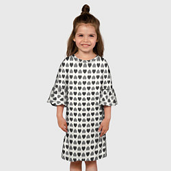 Платье клеш для девочки Черные и серые сердечки, цвет: 3D-принт — фото 2