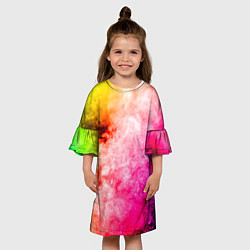 Платье клеш для девочки Взрыв Красок I Дым, цвет: 3D-принт — фото 2
