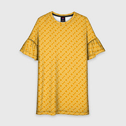 Платье клеш для девочки Волнистые желтые узоры, цвет: 3D-принт