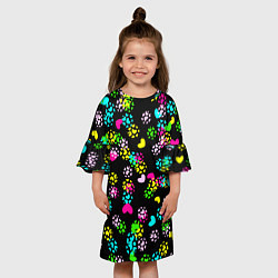 Платье клеш для девочки Весна в сердцах на черном фоне, цвет: 3D-принт — фото 2