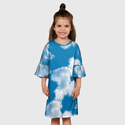 Платье клеш для девочки Небо в облаках, цвет: 3D-принт — фото 2