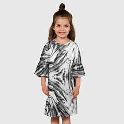 Платье клеш для девочки Черно-белый абстрактный узор Трио, цвет: 3D-принт — фото 2