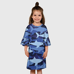 Платье клеш для девочки Акулий камуфляж - паттерн, цвет: 3D-принт — фото 2