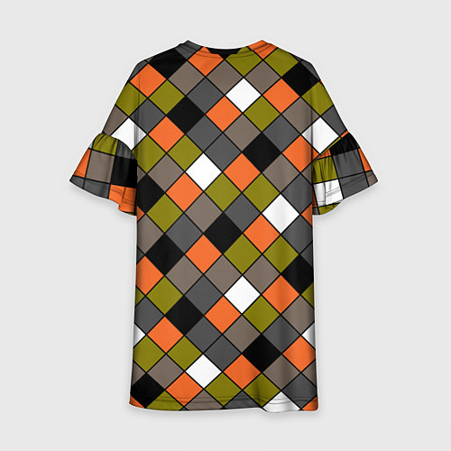 Детское платье Геометрический узор в коричнево-оливковых тонах / 3D-принт – фото 2