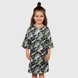 Платье клеш для девочки Абстрактный камуфляжный темный, цвет: 3D-принт — фото 2