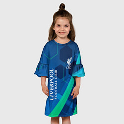 Платье клеш для девочки Ливерпуль Синяя абстракция, цвет: 3D-принт — фото 2
