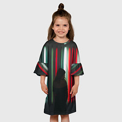 Платье клеш для девочки Неоновые фонари и девушка, цвет: 3D-принт — фото 2