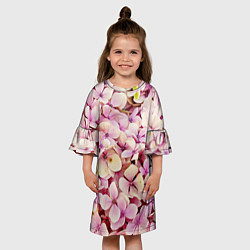 Платье клеш для девочки Розовые цветы яркой поляной, цвет: 3D-принт — фото 2