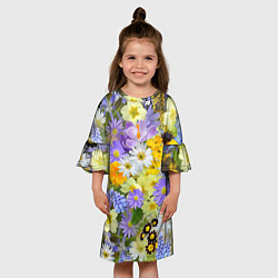 Платье клеш для девочки Цветочная летняя поляна, цвет: 3D-принт — фото 2