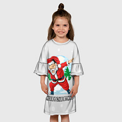 Платье клеш для девочки Dab Santa Merry Christmas, цвет: 3D-принт — фото 2
