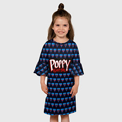 Платье клеш для девочки Poppy Playtime - Huggy Wuggy Pattern, цвет: 3D-принт — фото 2