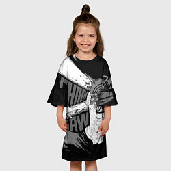 Платье клеш для девочки Демон войны : Человек-бензопила, цвет: 3D-принт — фото 2