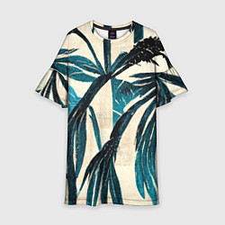 Платье клеш для девочки Винтажные пальмы, цвет: 3D-принт