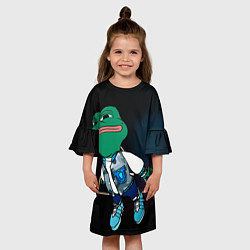 Платье клеш для девочки Pepe Frog Fly, цвет: 3D-принт — фото 2