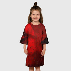 Платье клеш для девочки Абстрактный красный дым и брызги тёмной краски, цвет: 3D-принт — фото 2