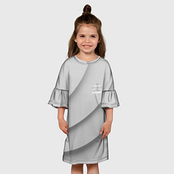 Платье клеш для девочки Daewoo - серая абстракция, цвет: 3D-принт — фото 2