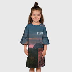 Платье клеш для девочки STALKER Саркофаг Над ЧАЭС, цвет: 3D-принт — фото 2