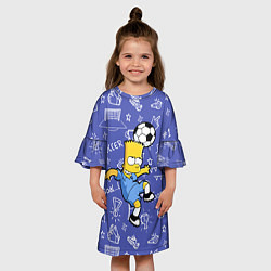 Платье клеш для девочки Барт Симпсон бьёт футбольный мяч головой, цвет: 3D-принт — фото 2