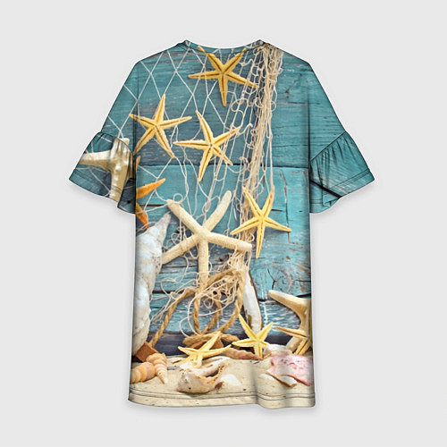 Детское платье Натюрморт из сети, морских звёзд и ракушек - лето / 3D-принт – фото 2
