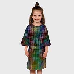 Платье клеш для девочки Неоновый сетчатый узор, цвет: 3D-принт — фото 2