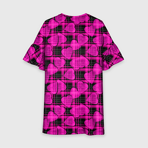 Детское платье Black and pink hearts pattern on checkered / 3D-принт – фото 2