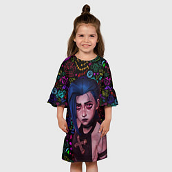 Платье клеш для девочки Jinx: Джинкс Паудер, цвет: 3D-принт — фото 2