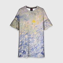 Платье клеш для девочки Абстрактное множество мазков серой краски, цвет: 3D-принт