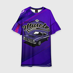 Детское платье Muscle garage - фиолетовый ретро-автомобиль