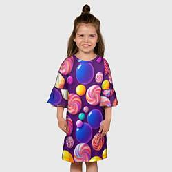 Платье клеш для девочки Сладости для радости, цвет: 3D-принт — фото 2