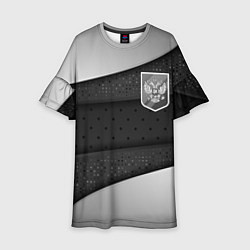 Платье клеш для девочки Черно-белый герб России, цвет: 3D-принт