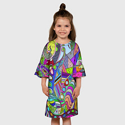 Платье клеш для девочки Детский красочный узор, цвет: 3D-принт — фото 2