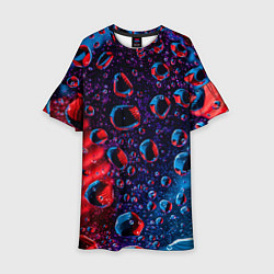 Платье клеш для девочки Капли воды на цветном стекле, цвет: 3D-принт