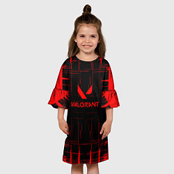 Платье клеш для девочки Valorant красные полосы, цвет: 3D-принт — фото 2