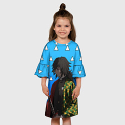 Платье клеш для девочки Гию Томиока - Клинок, цвет: 3D-принт — фото 2