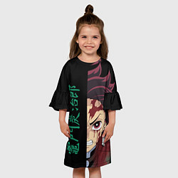 Платье клеш для девочки Танджиро из Demon Slayer, цвет: 3D-принт — фото 2