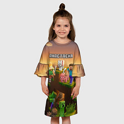 Платье клеш для девочки Анастасия Minecraft, цвет: 3D-принт — фото 2
