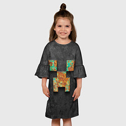 Платье клеш для девочки Minecraft rust, цвет: 3D-принт — фото 2