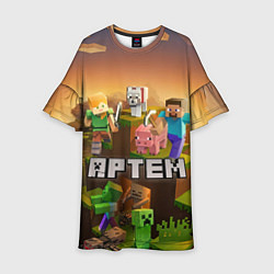 Платье клеш для девочки Артем Minecraft, цвет: 3D-принт