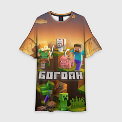 Платье клеш для девочки Богдан Minecraft, цвет: 3D-принт