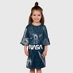 Платье клеш для девочки Nasa - космонавт - паттерн, цвет: 3D-принт — фото 2